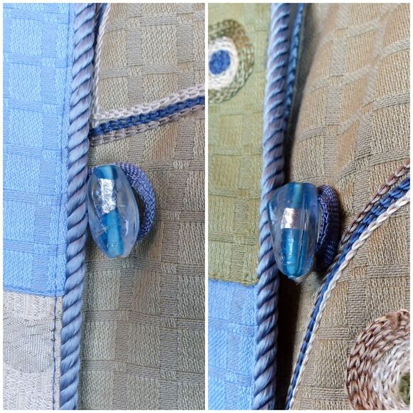 Indigo Moon Jacket Women L Blue Green Patchwork Embroidered Lined VTG Boho Artsy - Picture 7 of 14